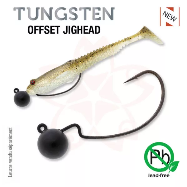 Sakura - TUNGSTEN OFFSET JIGHEAD 1/8 - 3,5G / Hook #2/0 x 2pcs (Black Color) - JIG glava