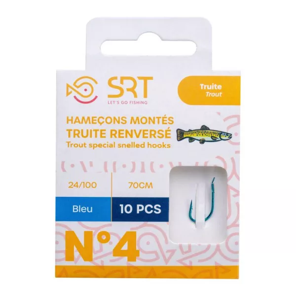 SRT Hamecon Monte Special Trout Reversed Blue 0,16mm 70cm Monofil 10 Predvezani trnki 10 kosov