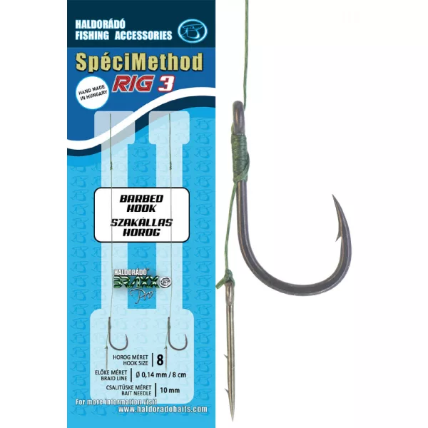 Haldorádó SpéciMethod Rig3 Braid 8 Z očescem Z bodico Pleten predvezan kavelj