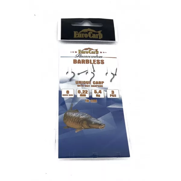 EuroCarp Predvezana Monofil Feeder Predvrvica z Vabilno Konico - Unique Carp Barbless 12