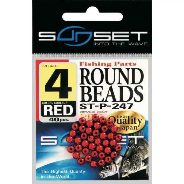 Sunset - HARD ROUND BEADS RED / SILVER 3mm X42 - Gumijasta kroglica