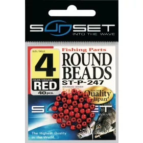   Sunset - HARD ROUND BEADS RED / SILVER 4mm X32 - Gumijasta kroglica