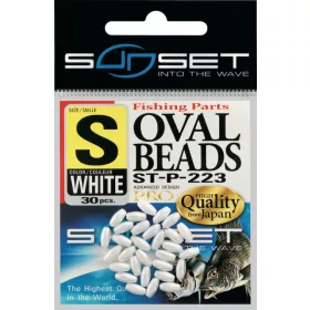   Sunset - HARD OVAL BEADS WHITE 8x3,8mm X25 - Gumijasta kroglica