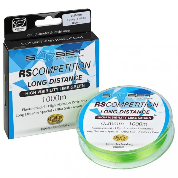 Sunset - RS COMPETITION LONG DISTANCE HI-VISIBILITY LIME GREEN 0,14mm 1000M - Monofilna vrvica