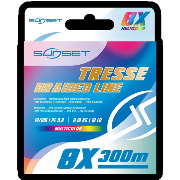 Sunset Braid 8x RS Competition Multicolor 0,20mm 300m Pletena Glavna Vrvica