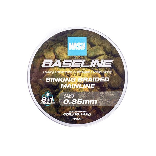 Nash Baseline Sinking Camo 0.35mm 1200m Pletena Glavna Vrvica