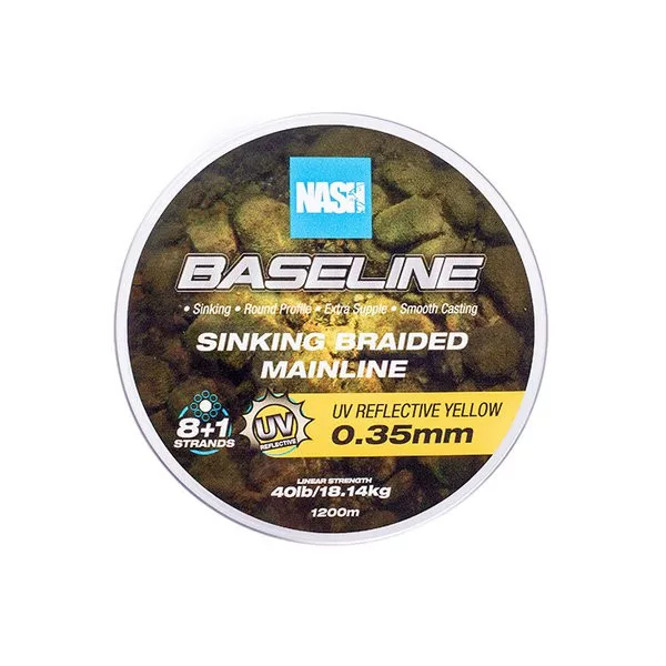 Nash Baseline Sinking UV Yellow 0.35mm 1200m Pletena glavna vrvica