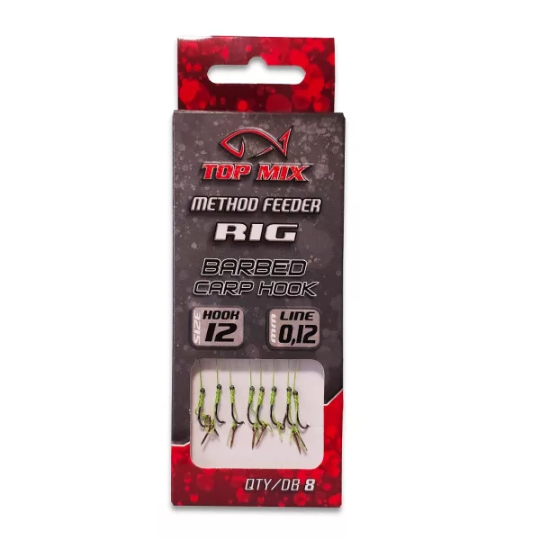 Top Mix Method Feeder Rig 12 Predvezana zanka, kavelj z bodicami in trnom za vabo 8db