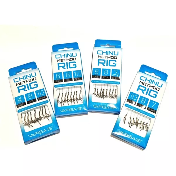 Vargas Chinu Method Rig 12 Füles, Szakállas Előkötött Horog 7mm Csalitüskével 8db