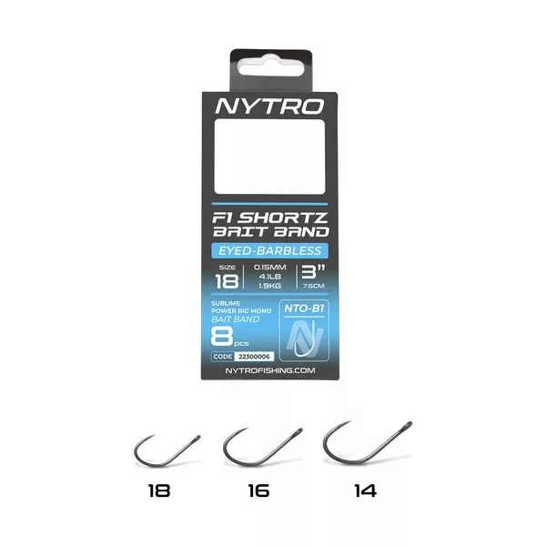 Nytro NTO-B1 16 0,13mm 7,5cm Előkötött Füles, Szakáll Nélküli Csaligyűrűs Horog 8db