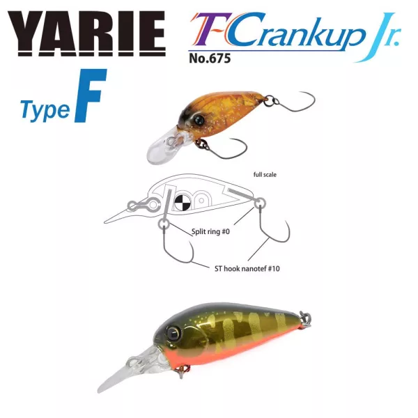 Yarie 675 T-Crankup Jr Type F 2,8cm 1,8gr C33 Kurokin Yamame MG Vobler