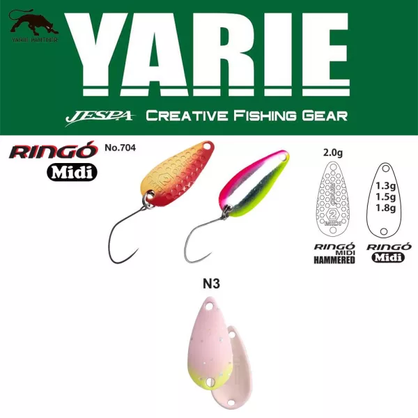 Yarie 704 Ringo Midi 1,8gr N3 Light Pink Glow Žlični vobler