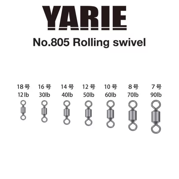 Yarie 805 Rolling Swivel Black 90lb 7 Vrtljika 15db