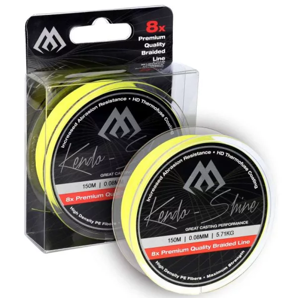 Mikado Kendo Shine Fluo Rumena 0,14mm 150m Pletena glavna vrvica